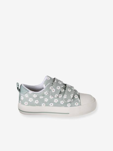 Floral Hook-&-Loop Trainers for Children, Designed for Autonomy printed green+printed pink 