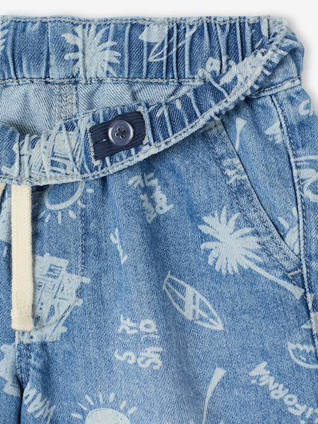 Easy-to-Slip-On Denim Bermuda Shorts for Boys denim grey+double stone+printed blue+stone+striped blue 
