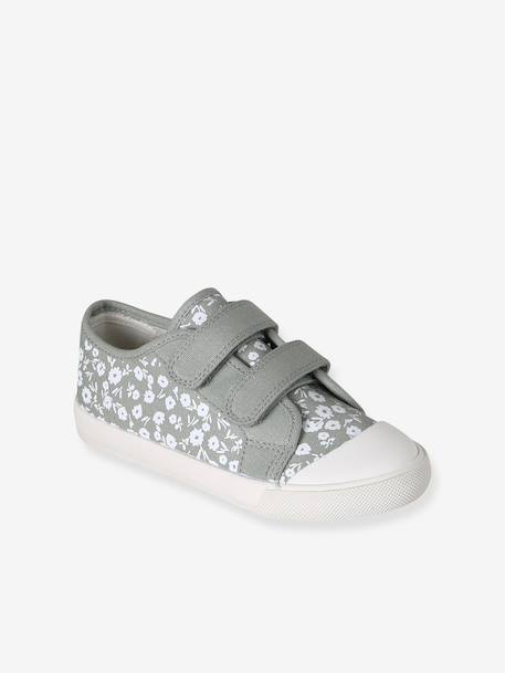 Girls' synthetic trainers with touch 'n' close fastening sage green 