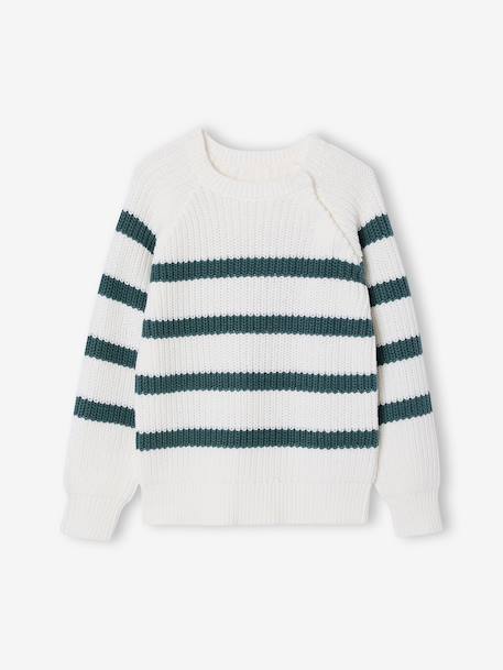 Striped Top for Boys bordeaux red+ecru+ink blue+medium blue+sage green 