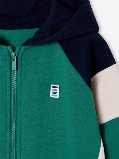 Zipped hooded sweatshirt for boys with colour block design bordeaux red+green+marl grey+medium blue+ochre 