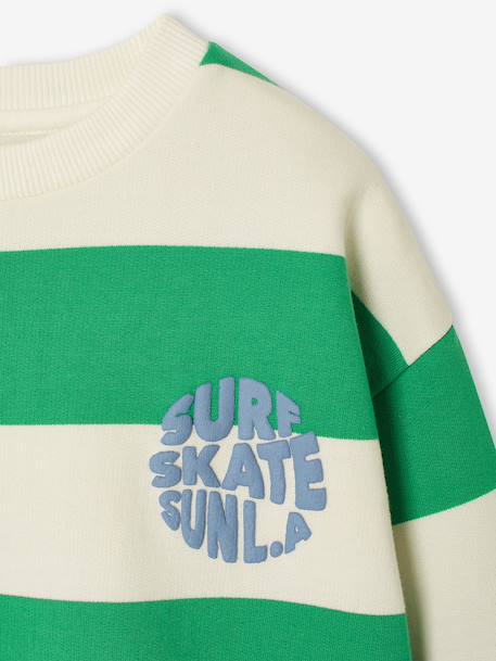 Striped boy's sweatshirt with placed motif pistachio+striped yellow 