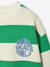 Striped boy's sweatshirt with placed motif pistachio+striped yellow 