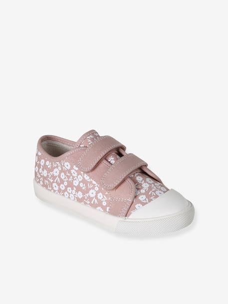 Girls' synthetic trainers with touch 'n' close fastening printed pink 