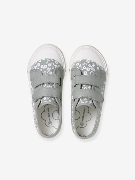 Girls' synthetic trainers with touch 'n' close fastening sage green 