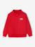 Zipped sweatshirt for boys with a trucker neck fir green+navy blue+red 