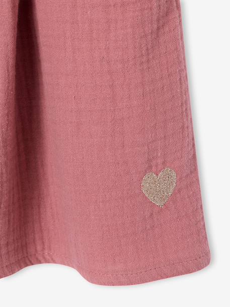 Coloured Skirt in Cotton Gauze, for Girls beige+grey blue+old rose+rose+sage green+violet 