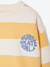 Striped boy's sweatshirt with placed motif pistachio+striped yellow 