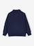 Zipped sweatshirt for boys with a trucker neck fir green+navy blue+red 