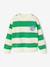Striped boy's sweatshirt with placed motif pistachio+striped yellow 