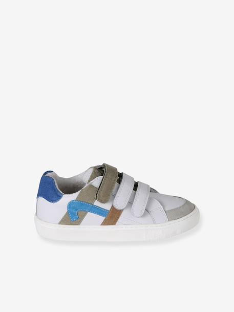 Trainers with Leather Hook-&-Loop Straps for Children ecru+set white 