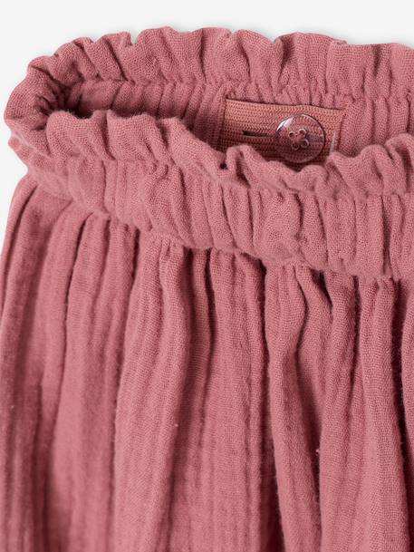 Coloured Skirt in Cotton Gauze, for Girls beige+grey blue+old rose+rose+sage green+violet 