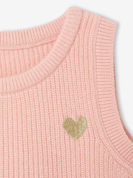 Sleeveless jumper for babies ecru+navy blue+rosy 