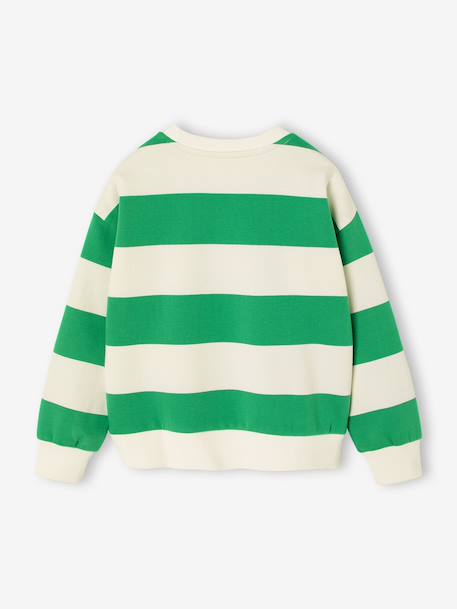 Striped boy's sweatshirt with placed motif pistachio+striped yellow 