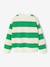 Striped boy's sweatshirt with placed motif pistachio+striped yellow 