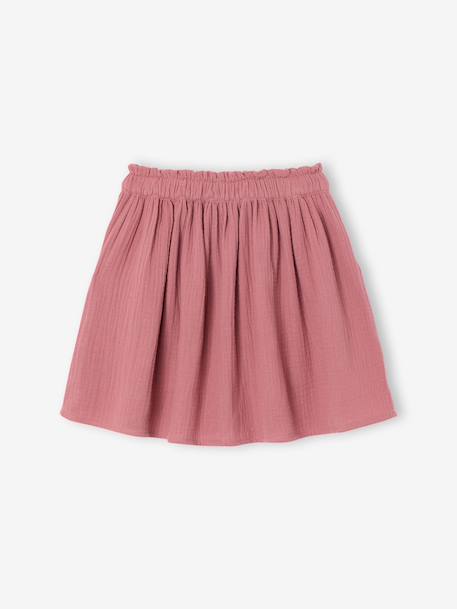 Coloured Skirt in Cotton Gauze, for Girls beige+grey blue+old rose+rose+sage green+violet 