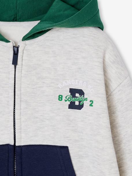Zipped hooded sweatshirt for boys English green 