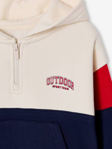 Boys' colour block hooded sweatshirt bordeaux red+red 