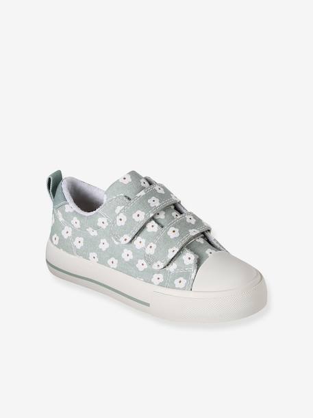 Floral Hook-&-Loop Trainers for Children, Designed for Autonomy printed green+printed pink 