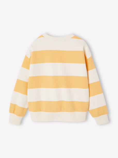Striped boy's sweatshirt with placed motif pistachio+striped yellow 