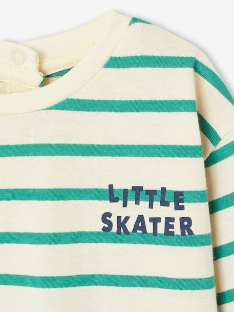 Organic Cotton T-Shirt with Press Studs on the Back, for Babies red+striped green 
