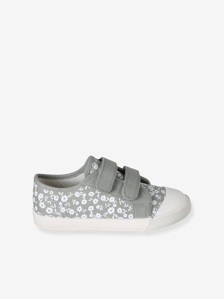 Girls' synthetic trainers with touch 'n' close fastening sage green 