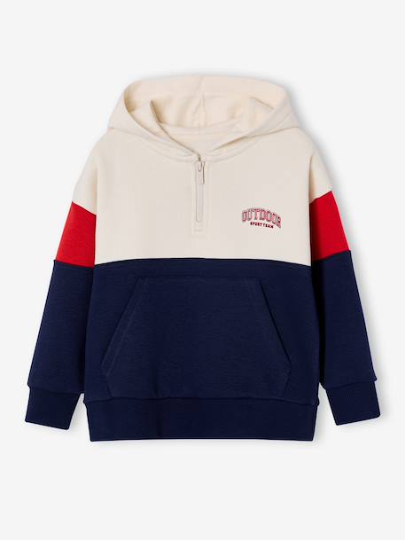 Boys' colour block hooded sweatshirt bordeaux red+red 