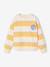 Striped boy's sweatshirt with placed motif pistachio+striped yellow 