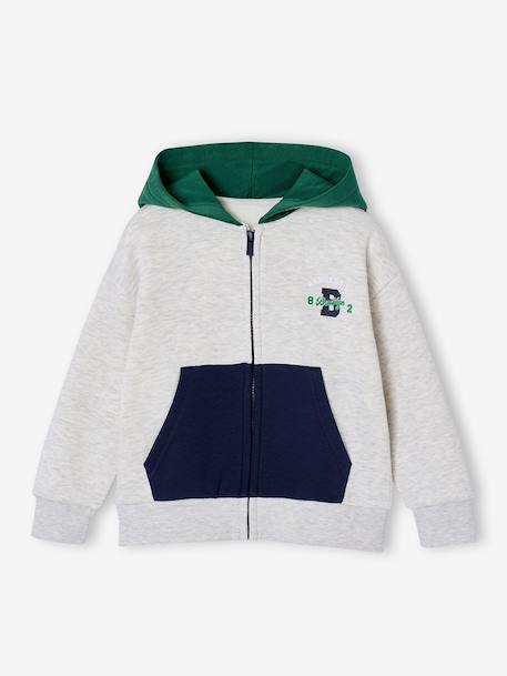 Zipped hooded sweatshirt for boys English green 