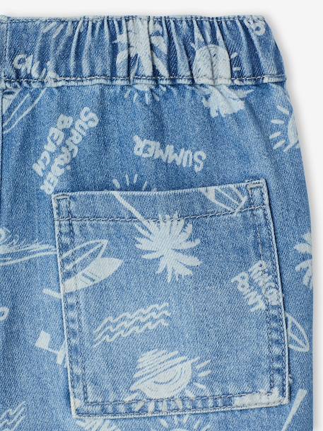 Easy-to-Slip-On Denim Bermuda Shorts for Boys denim grey+double stone+printed blue+stone+striped blue 