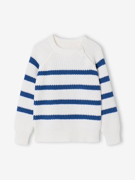 Striped Top for Boys bordeaux red+ecru+ink blue+medium blue+sage green 