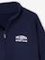 Zipped sweatshirt for boys with a trucker neck fir green+navy blue+red 