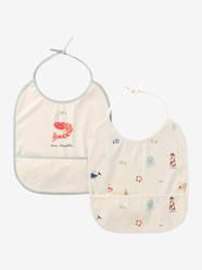 Nursery-Mealtime-Bibs-Pack of 2 plasticised baby bibs 