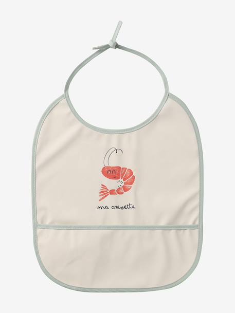 Pack of 2 plasticised baby bibs printed white 