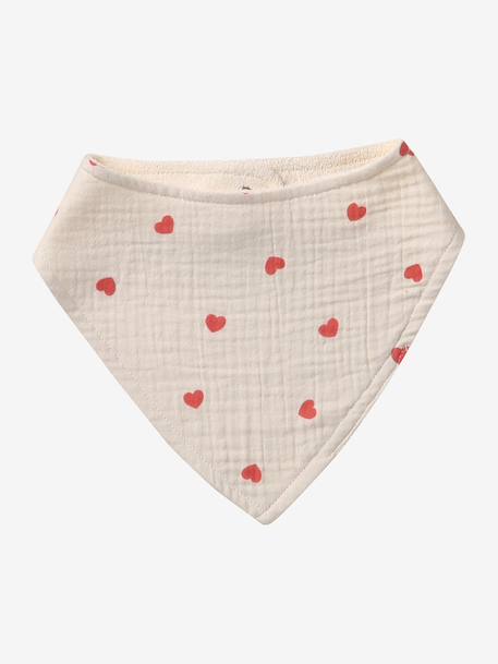 3 Bandana-Style Bibs in Cotton Gauze Brown+cappuccino+ecru+grey blue+Light Green+pale pink+printed beige+sage green+White/Print 