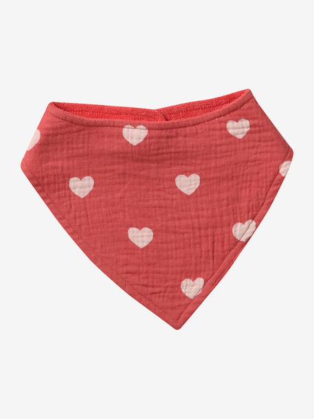 3 Bandana-Style Bibs in Cotton Gauze Brown+cappuccino+ecru+grey blue+Light Green+pale pink+printed beige+sage green+White/Print 