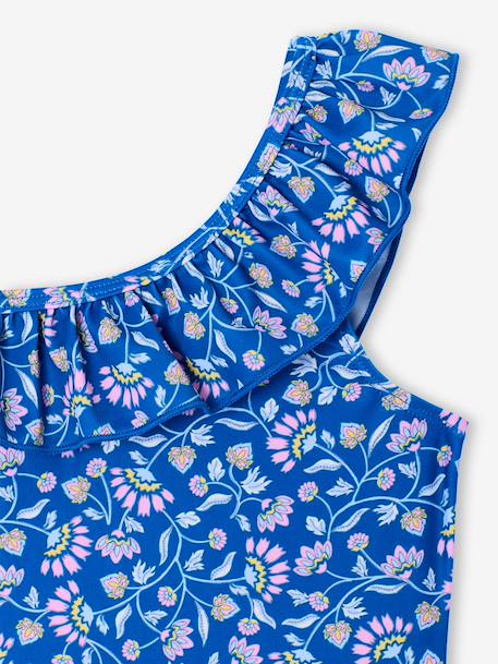 1-Piece Floral Swimsuit for Girls blue 