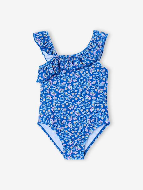 1-Piece Floral Swimsuit for Girls blue 