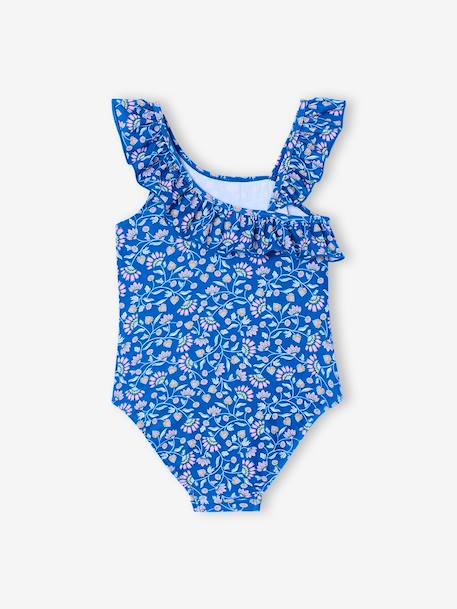 1-Piece Floral Swimsuit for Girls blue 