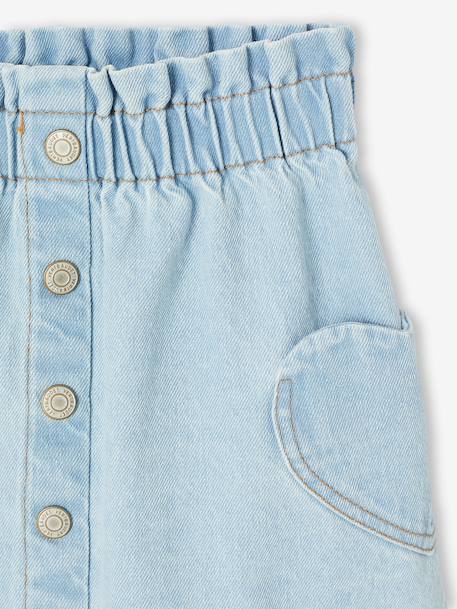 Denim Skirt with Heart Pocket for Girls bleached denim+brut denim 