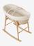 Carrycot Liner in Cotton Gauze grey blue+printed beige+white 