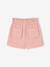 Girl's paperbag shorts in twill rosy 