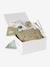 8-piece baby gift set: 1 rattle, 1 travel changing mat, 5 wipes, 1 pouch ochre+printed green+printed white 