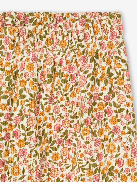 Girls' ribbed knit leggings beige+ecru+printed white 