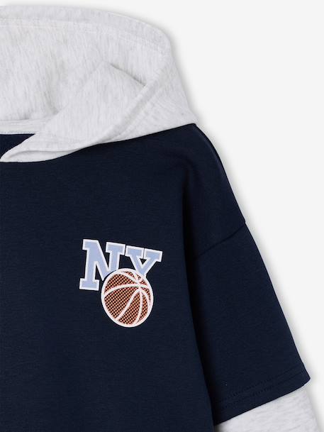 Boys' sports hooded sweatshirt navy blue 