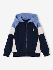 Boys-Zipped hooded sweatshirt for boys with colour block design 