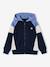 Zipped hooded sweatshirt for boys with colour block design bordeaux red+green+marl grey+medium blue+ochre 