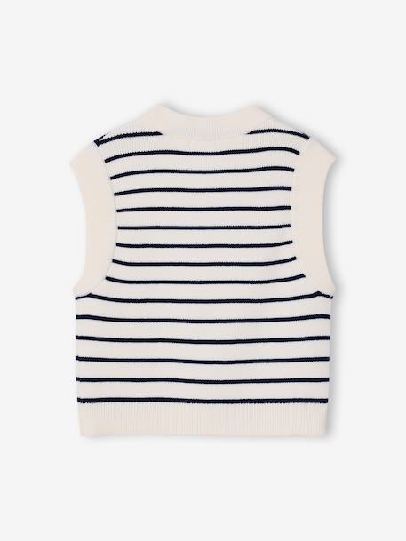 Sleeveless Jumper for Girls camel+ecru 