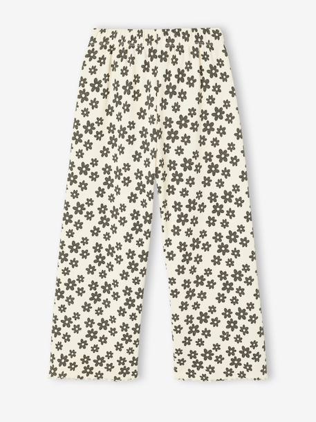Girls' ribbed knit leggings beige+ecru+printed white 