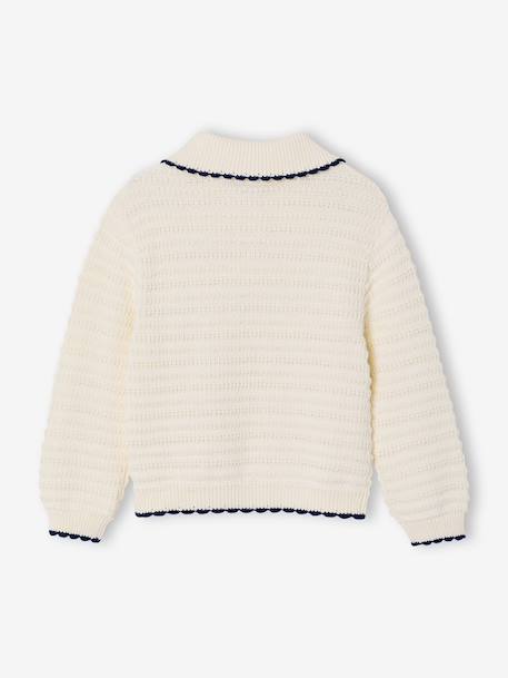 Fancy Knit Jumper for Girls ecru 